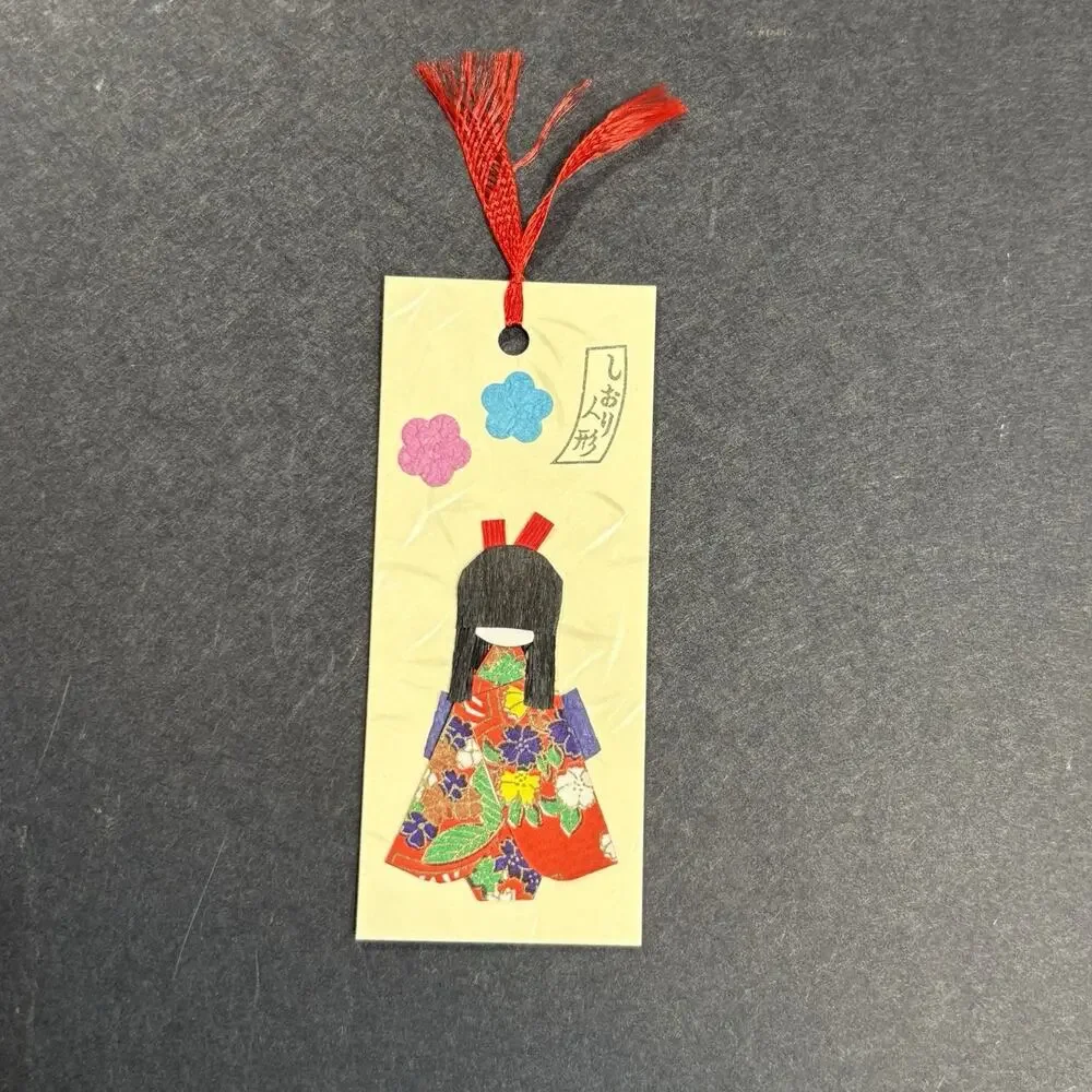 Handmade Japanese Bookmarks Set Of 3 Kimono Origami Paper Shiori Dolls in Pocket